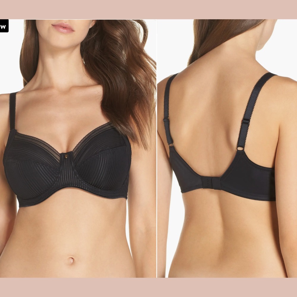 RIPPED $69 Fantasie [ 38G US ] Fusion‎ Underwire Side Support Bra Black #U1621